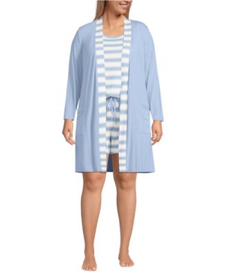 Plus Size Cooling 3 Piece Pajama Set - Robe Tank and Shorts