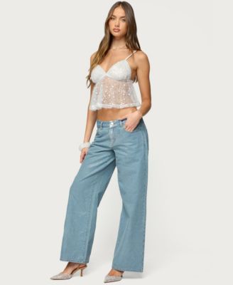 Women's Sheer Sequin Babydoll Tank Top