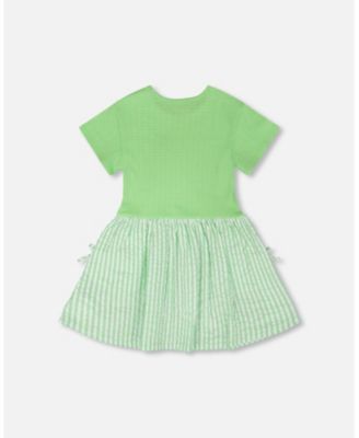Toddler Girls Bi-Material Dress Mint
