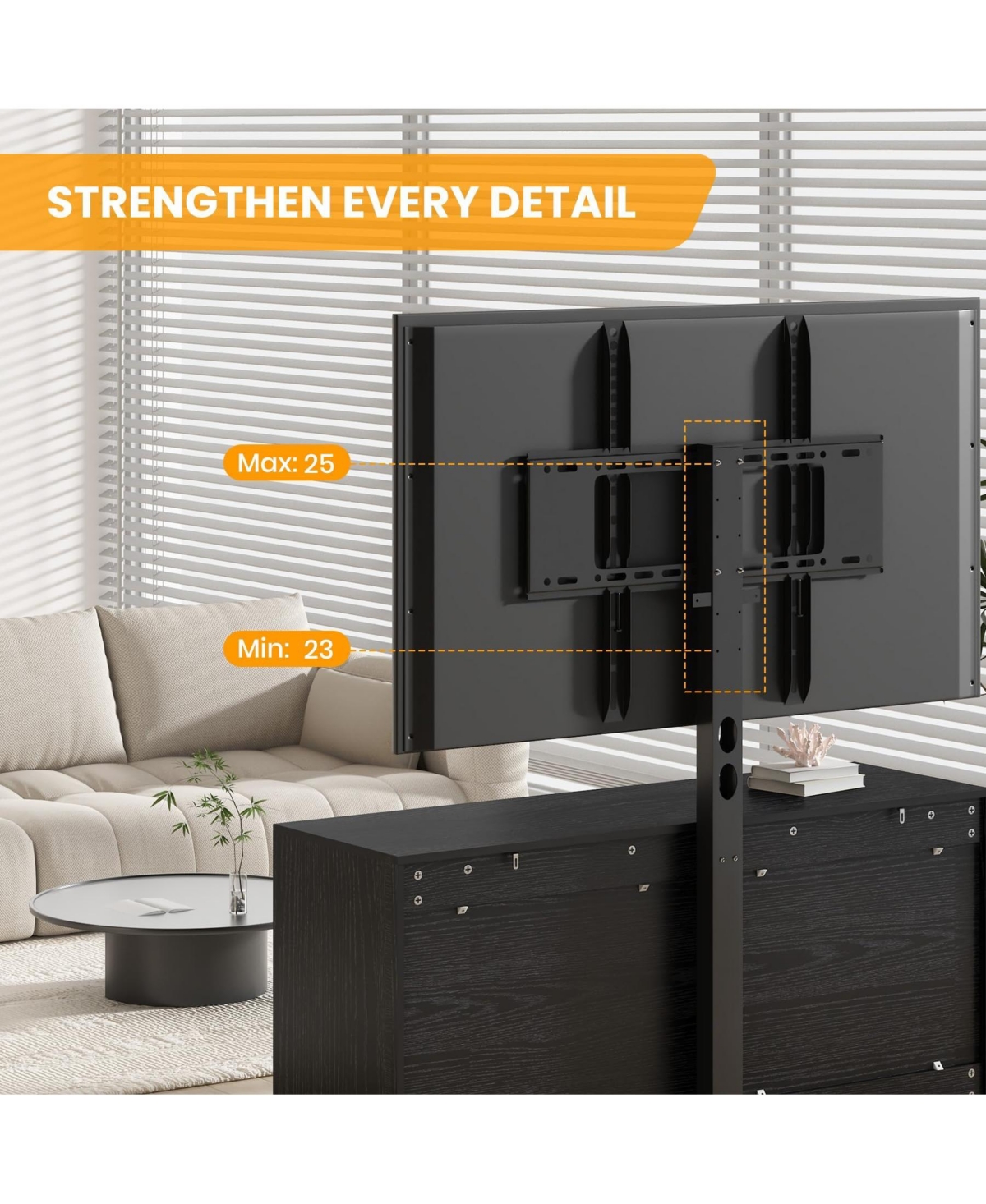 gaomon Tv Stand with Mount and 4 Drawers Storage Fits 3 ,Entertainment Center w/Height Adjustable Mount