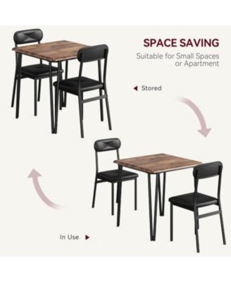 Small Dining Table Set for 2, Small Kitchen Table and Chairs Set of 2, 3Pcs Dining Room Table Set with 2 Upholstered Chairs