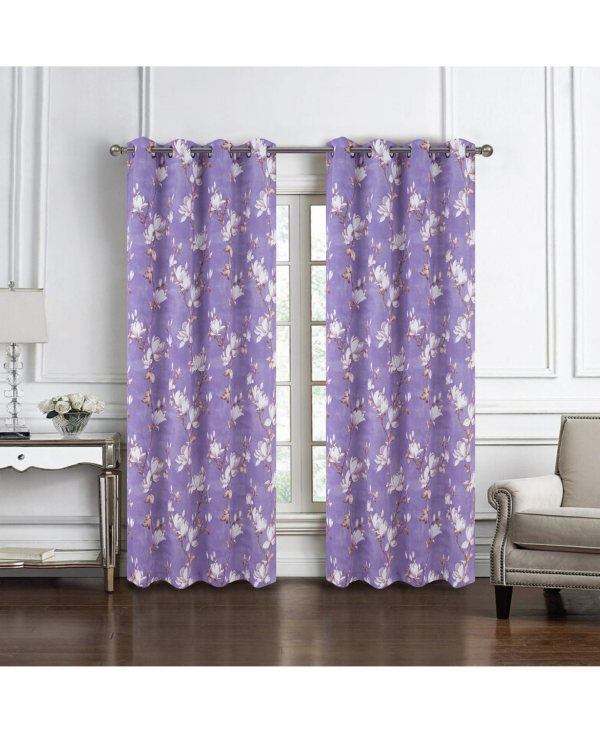 Olivia Gray 100% Polyester Aiden Printed Textured Grommet Curtain Panel