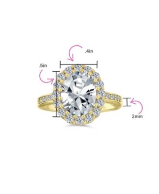  4CTW Cubic Zirconia CZ Oval Halo Cocktail Statement Ring Sterling Silver