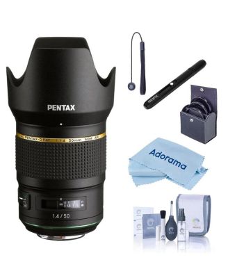 HD Pentax-D FA 50mm f/1.4 SDM AW Lens, Bundle with 72mm Filter Kit, Cleaning Kit, Cleaning Cloth, Lens Cap Tether, Lens Cleaner