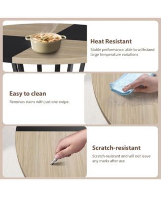 47 in" Round Dining Table for 4, Farmhouse Dining Room Circle Dinner Table,Space Saving Wood Kitchen & Dining Room Furniture