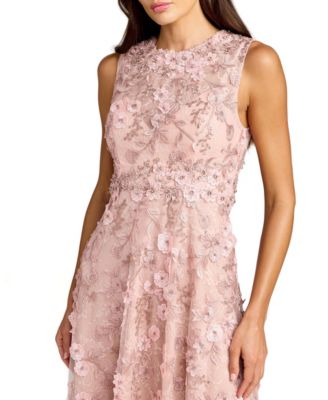 Petite Floral Embroidered High Neck Midi Dress