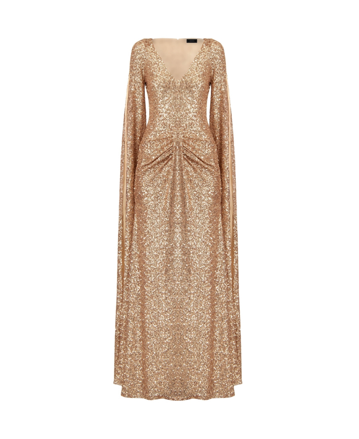 Ivonne Women's Long Sleeve V-Neck Sequin Evening Dress with Slit