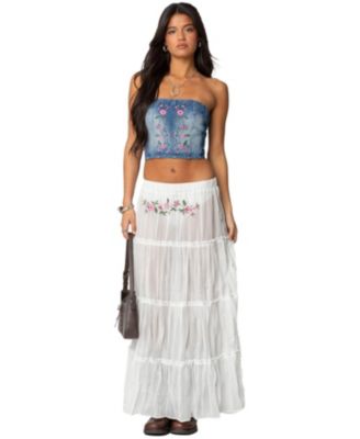 Women's Tula Embroidered Denim Corset