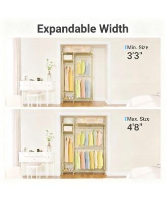 Adjustable Metal Garment Rack with Shelves and Rods for Space Maximization