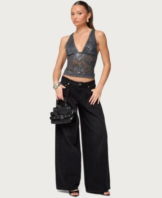 Women's Isabela Sequin Sheer Lace Tank Top