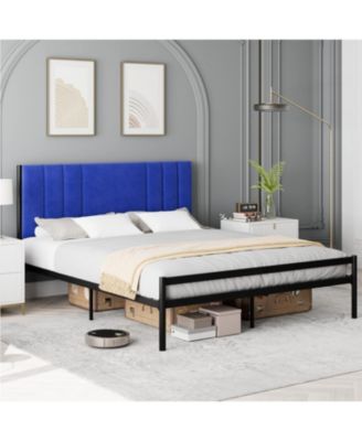 Full Bed Frame, Platform Bed Frame with Headboard, Heavy Duty Metal Bed Frame with 15 Strong Slats Support, Box Spring Optional, Easy Assembly