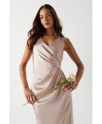 Women's Ruched Satin Bridesmaid Dress
