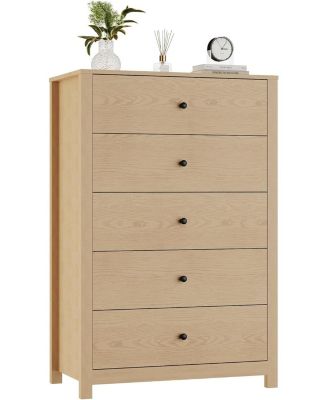Modern 5-Drawer Dresser, Simple Wooden Chest with Deep Drawers, Space-Saving Storage for Bedroom, Living Room, Hallway