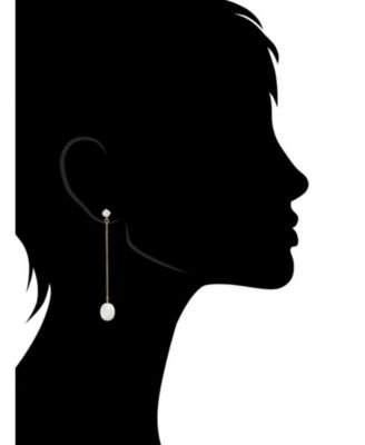 Chain Drop Earrings with CZ and Freshwater Pearl