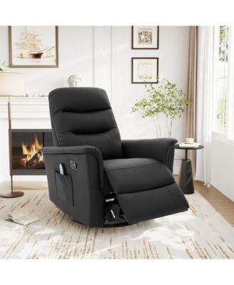Modern Swivel Recliner Chair with 8-Point Massage 2-Speed Tilt & Side Pocket