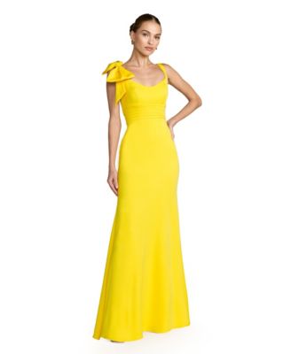 Women's Crepe Sleeveless Scoop Neck Gown with Bow