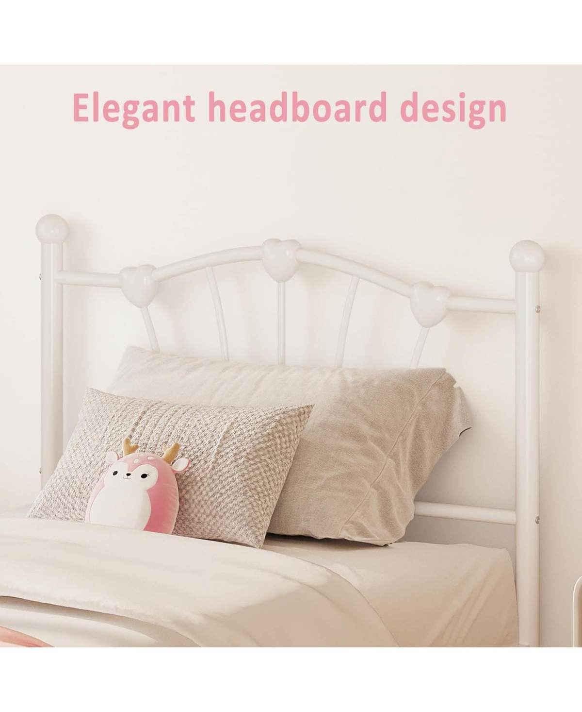 gaomon Twin Metal Bed Frame, Frames for Girls, Platform with Heart-Shaped Design Headboard&Footboard