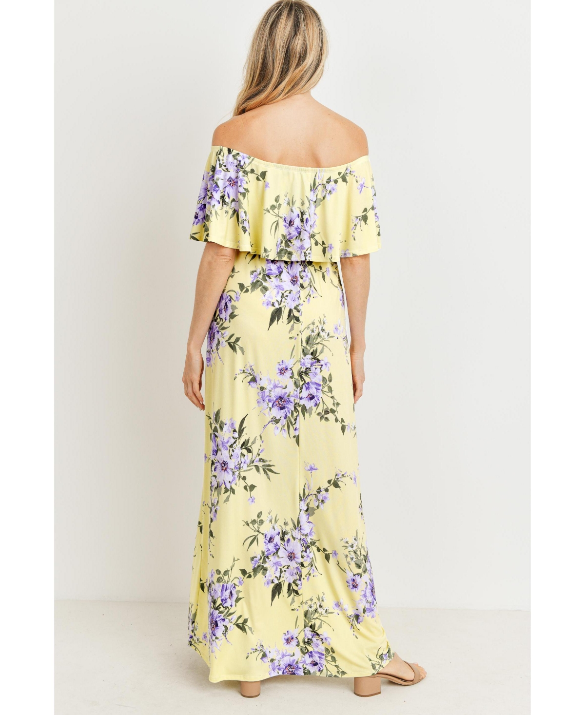 Hello Miz Maternity Off-Shoulder Ruffled Maxi Dress
