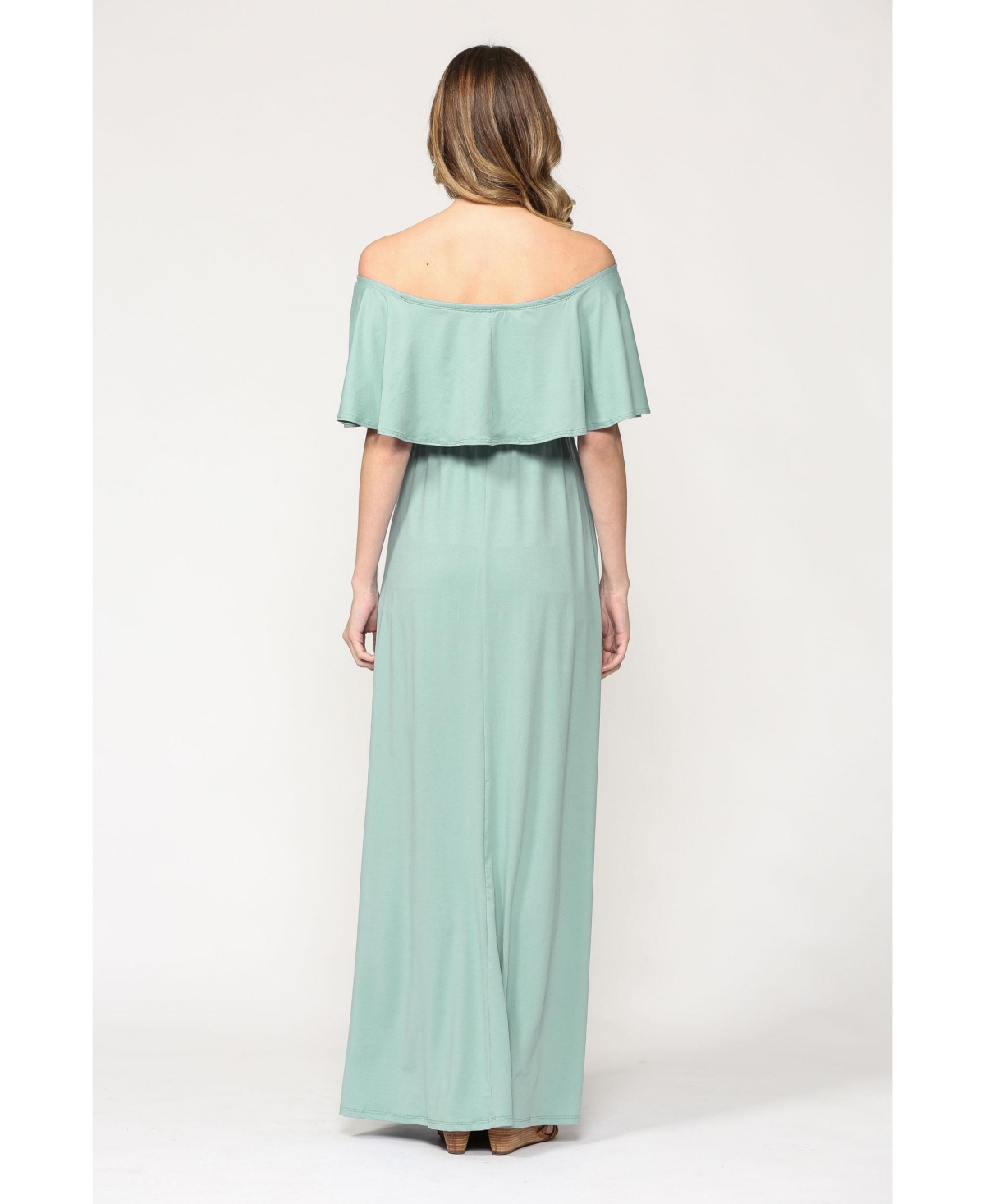 Hello Miz Maternity Off-Shoulder Ruffled Maxi Dress