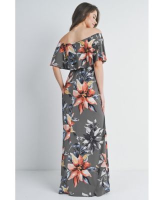 Maternity Off-Shoulder Ruffled Maxi Dress