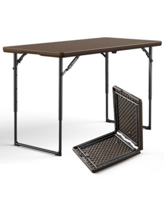 4 Feet Blow Molded Folding Table Heavy Duty Fold in Half Plastic Table with Adjustable Height for Indoor Outdoor Picnic party Table
