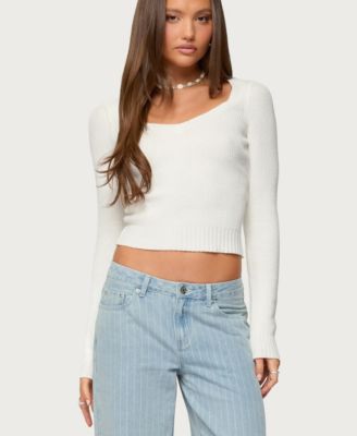Women's Maliah Ribbed Knit V Neck Top