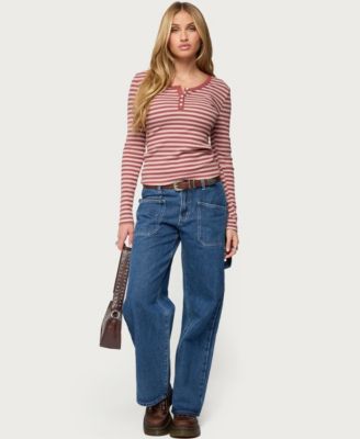 Women's Roma Striped Henley Top