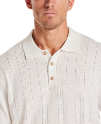 Men's Regular-Fit Pointelle Sweater-Knit Polo Shirt 