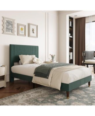 Bed Frame with Headboard, Corduroy Upholstered Platform Bed with Wooden Slats Support - No Box Spring Needed & Noise Free, Easy Assembly