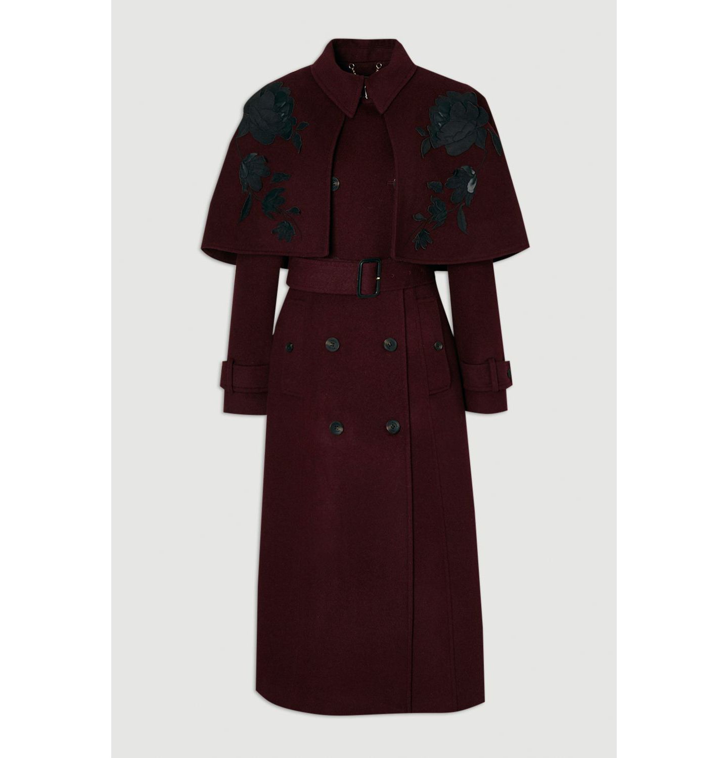 Женское пальто Karen Millen Tailored Funnel-Neck Cape Midi, цвет: Бордовый — фото 5