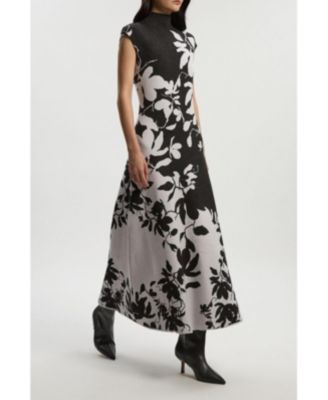 Women's Jacquard Floral Knitted Maxi Dress