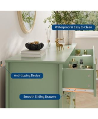 Fluted 6 Drawers Dresser for Bedroom, 54" Wide Modern Chest of Drawers with Metal Handle, Wooden Dresser Organizer for Bedroom.