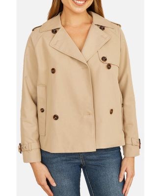 Women's Cropped Trench Jacket With Pockets