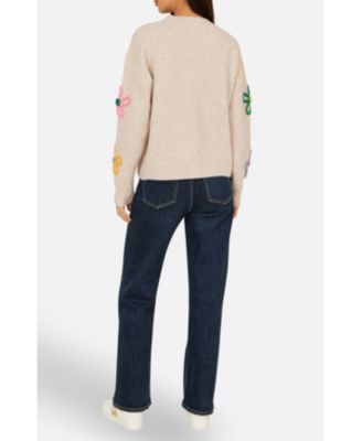 Women's Relaxed Flower Embroidered Jumper