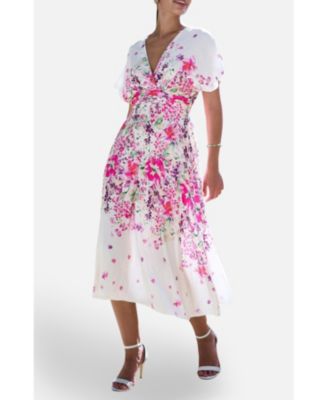 Women's Mirror Floral Print Kimono Midi Dress