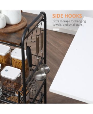 24" 3-Level Kitchen Cart Utility Organizer w/ 2 Storage Shelves, Wheels