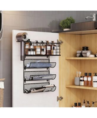 Wall-Mounted Hair Tool Wall Rack with Heat Safe Rack for Styling Tools