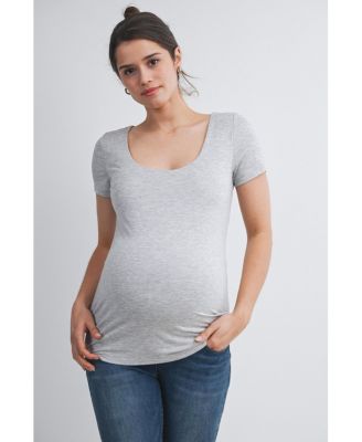 Maternity Scoop Neck Short-Sleeve Fitted T-Shirt