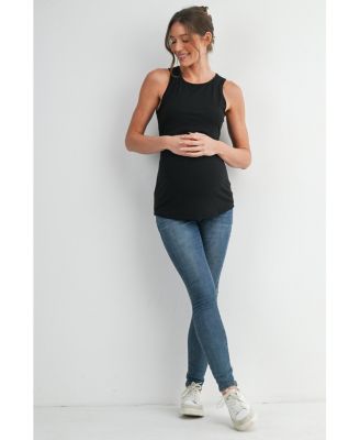 Women's Maternity Nursing Ribbed Tank Top with Lift-Up Panel