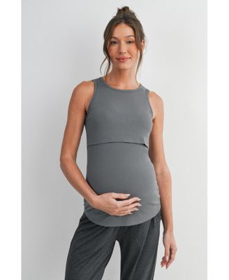 Women's Maternity Nursing Ribbed Tank Top with Lift-Up Panel