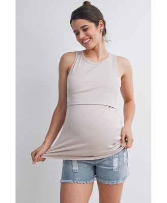 Women's Maternity Nursing Ribbed Tank Top with Lift-Up Panel