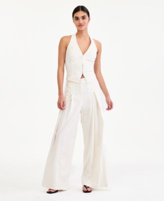 Women's High-Rise Linen-Blend Wide-Leg Pants, Macy's Exclusive