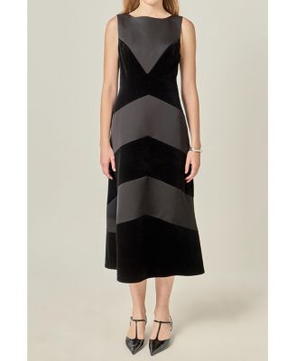 Women's Velvet Satin Combo Maxi Dress