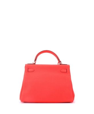 Kelly 28 Handbag Pink Clemence with Palladium Hardware