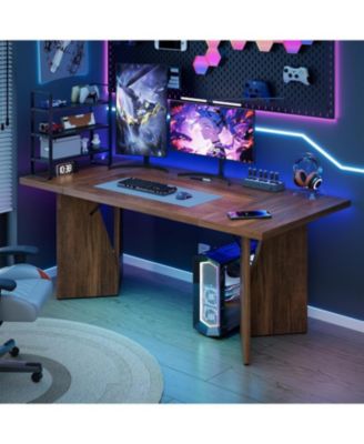 Senfot Rectangular Dining Table for 6, Long Wooden Rustic Farmhouse Tall Kitchen Table with Large Tabletopwith Heavy Duty