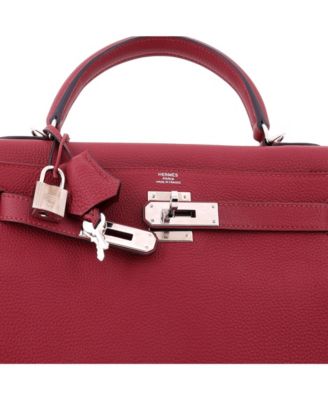 Kelly 28 Handbag Red Togo with Palladium Hardware