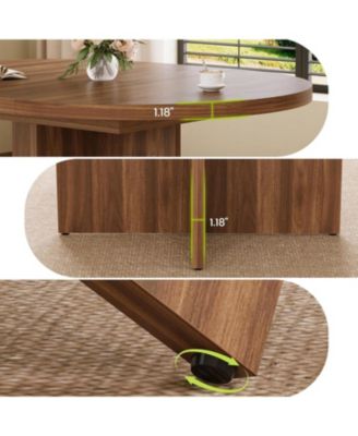 43.3"–59" Extendable Round to Oval Hidden Storage Dining Table – Modern Cross Base Design