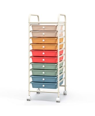 10 Drawer Rolling Storage Cart Scrapbook Paper Office School Organizer