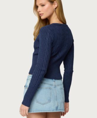 Women's Hadliee Cable Knit Henley Top