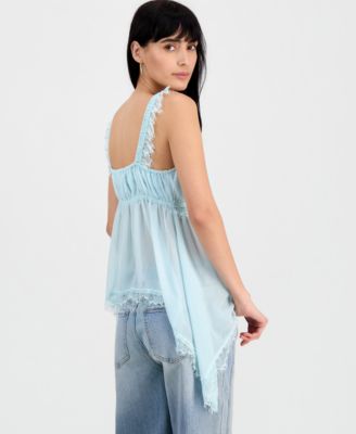 Women's Lace-Trim Handkerchief-Hem Tank Top